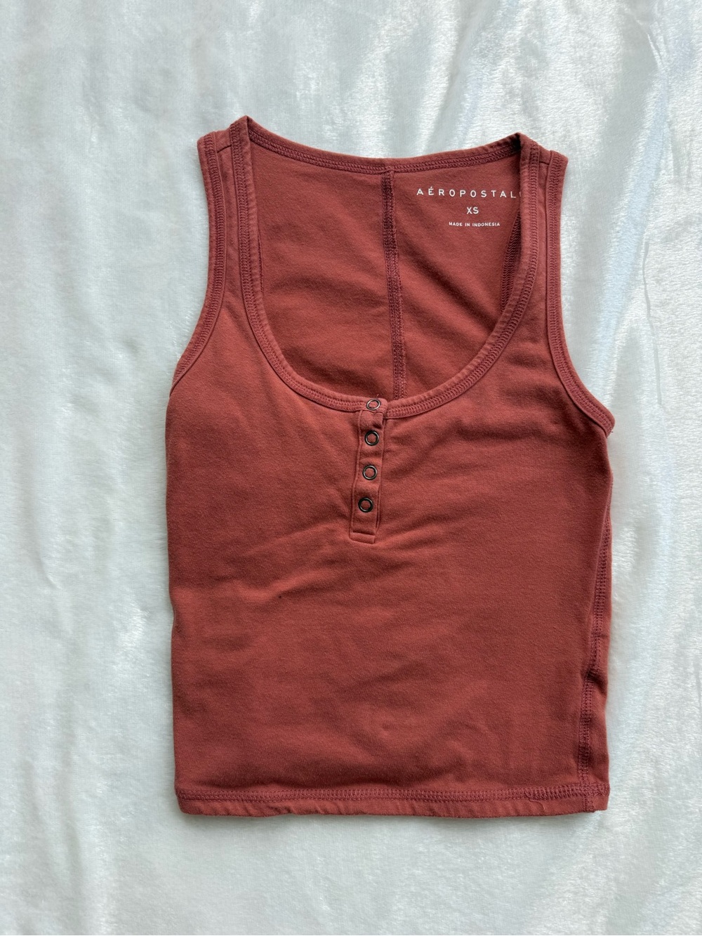 Aeropostale Women's Rust Tank with Henley Buttons